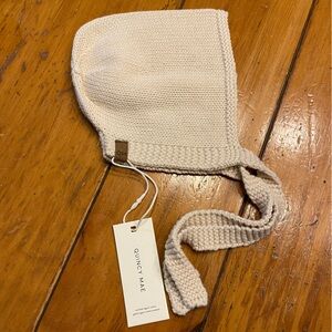 Quincy Mae Ivory Knit Baby bonnet 3-6M
